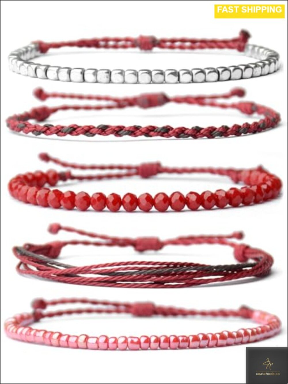 Handmade Waterproof Rope Beaded Bracelet Set of 5 Stackable Summer Bohemian